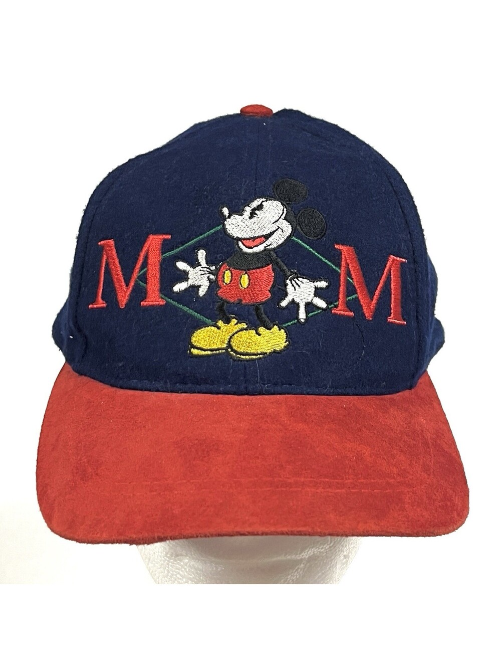 Vintage 90s Disney Store Mickey Mouse Wool Baseball Cap Suede Brim Strapback